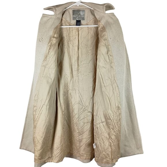 Mac & Jac Wool Blend Overcoat Womens 2 Double Breasted Ivory Lined Winter - Picture 3 of 10